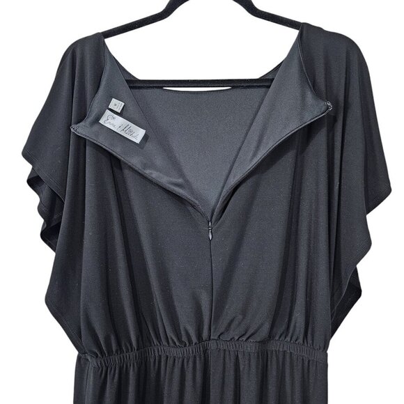 Emma & Michele Solid Blouson Wide Leg Black Jumpsuit - Picture 6 of 9